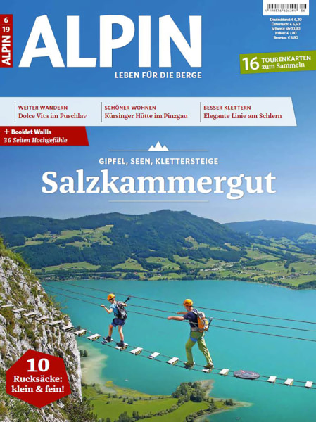 <p>Das Cover unserer Juni-Ausgabe. Klickt Euch durch die Slideshow mit den Themen in ALPIN 06/2019!</p>