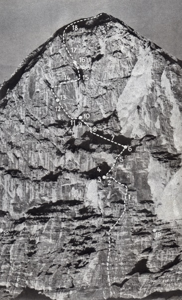 1938: Erstdurchsteigung Eiger-Nordwand
