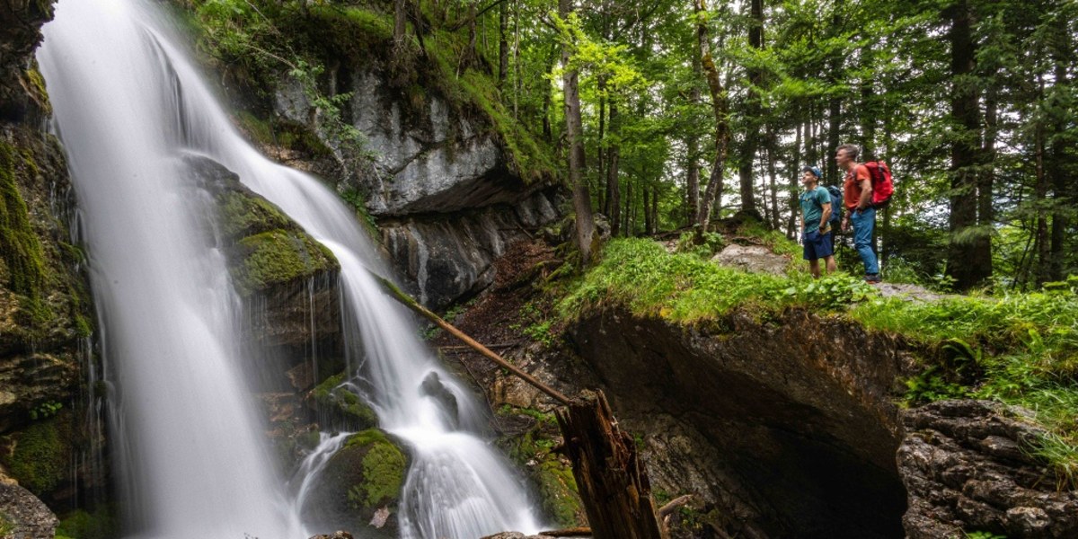 Imposant: der Schrainbachfall kurz nach dem Beginn der Wanderung zum Kärlingerhaus.