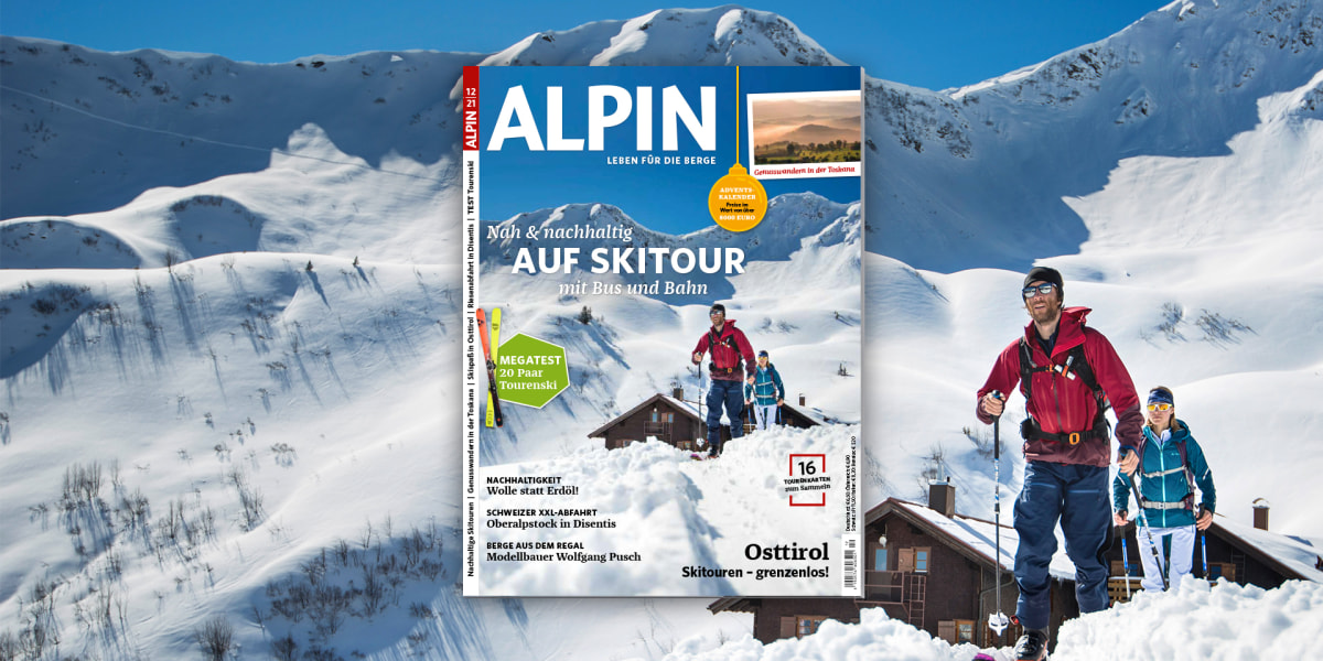 ALPIN 12/2021: Nachhaltig auf Skitour mit Bus und Bahn