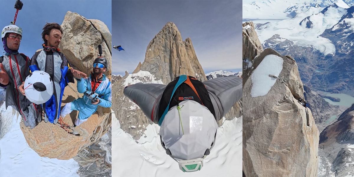 Krass: Erster BASE Jump vom Fitz Roy geglückt.