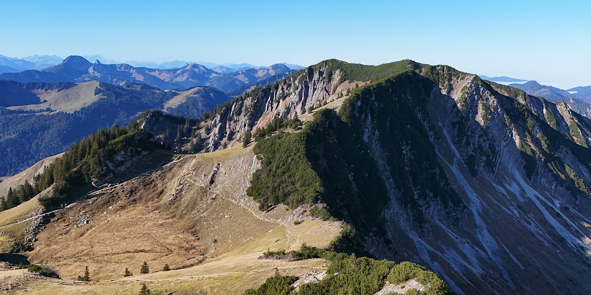 Blick auf den Jägerkamp in den Bayerischen Voralpen.
