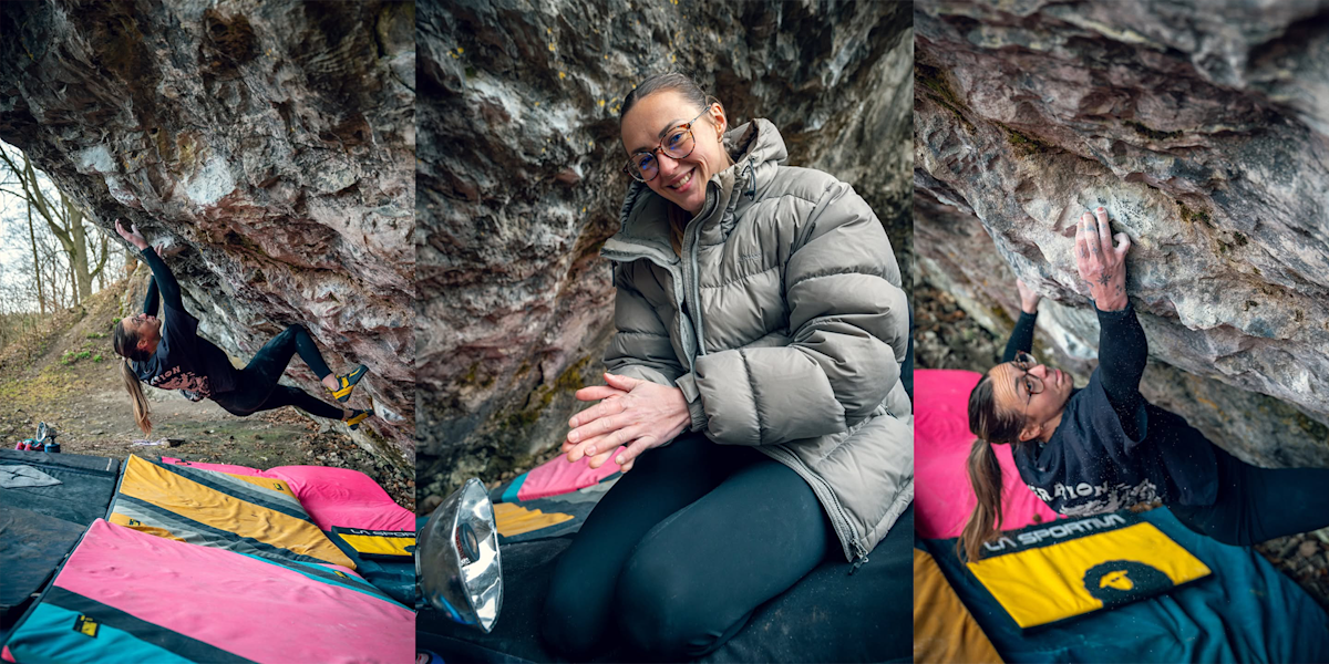 Jana Švecová in dem Boulder "Tokyo Drift" (8C)  im Gebiet Lidomorna.