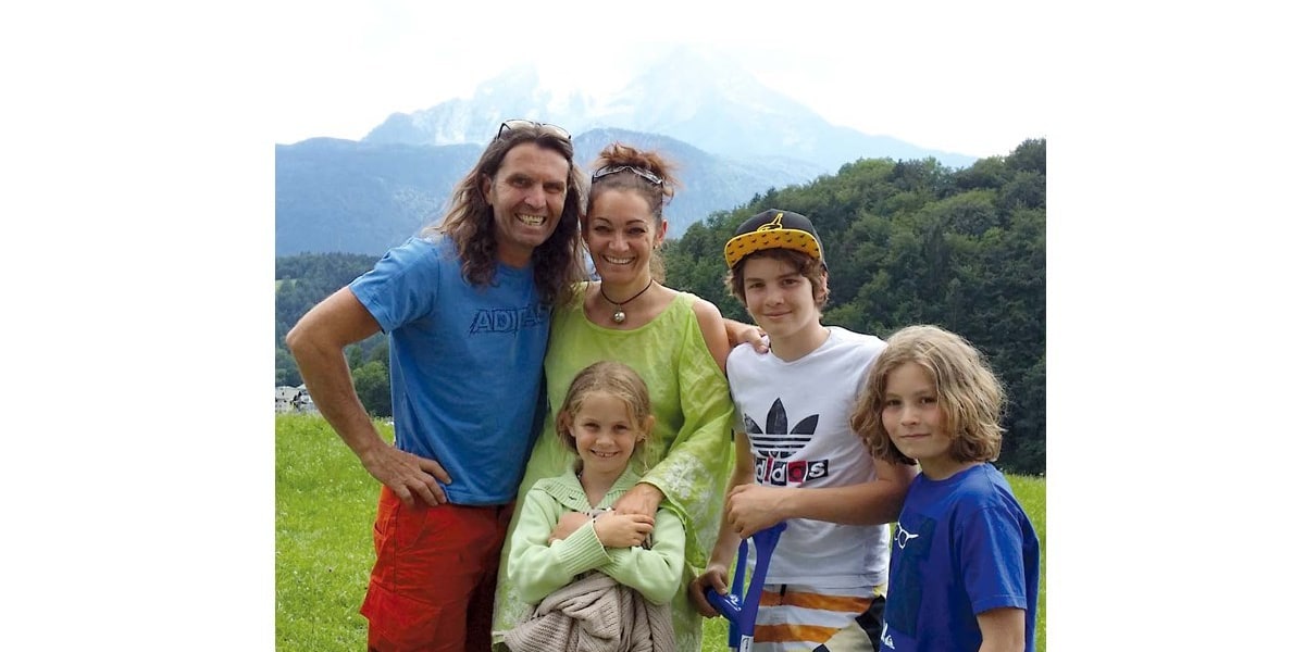 Thomas Huber mit Frau Marion und den Kindern