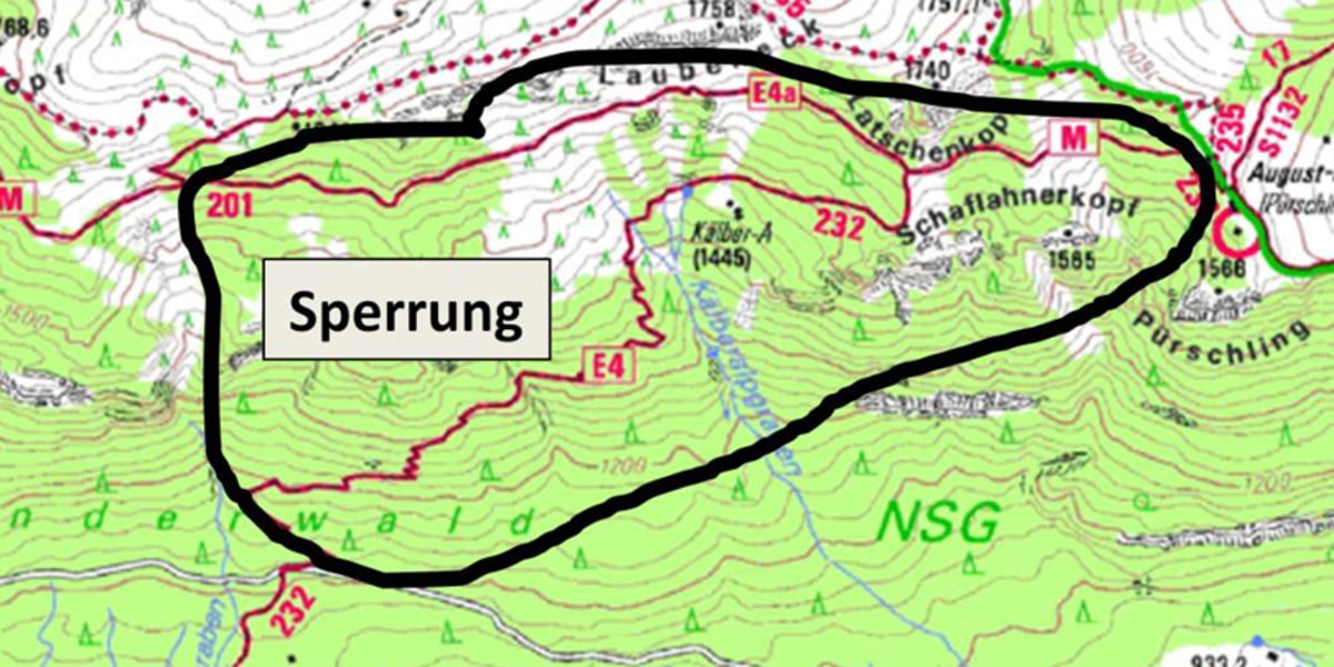 Felssturzgefahr: Wegsperrung am Brunnenkopf