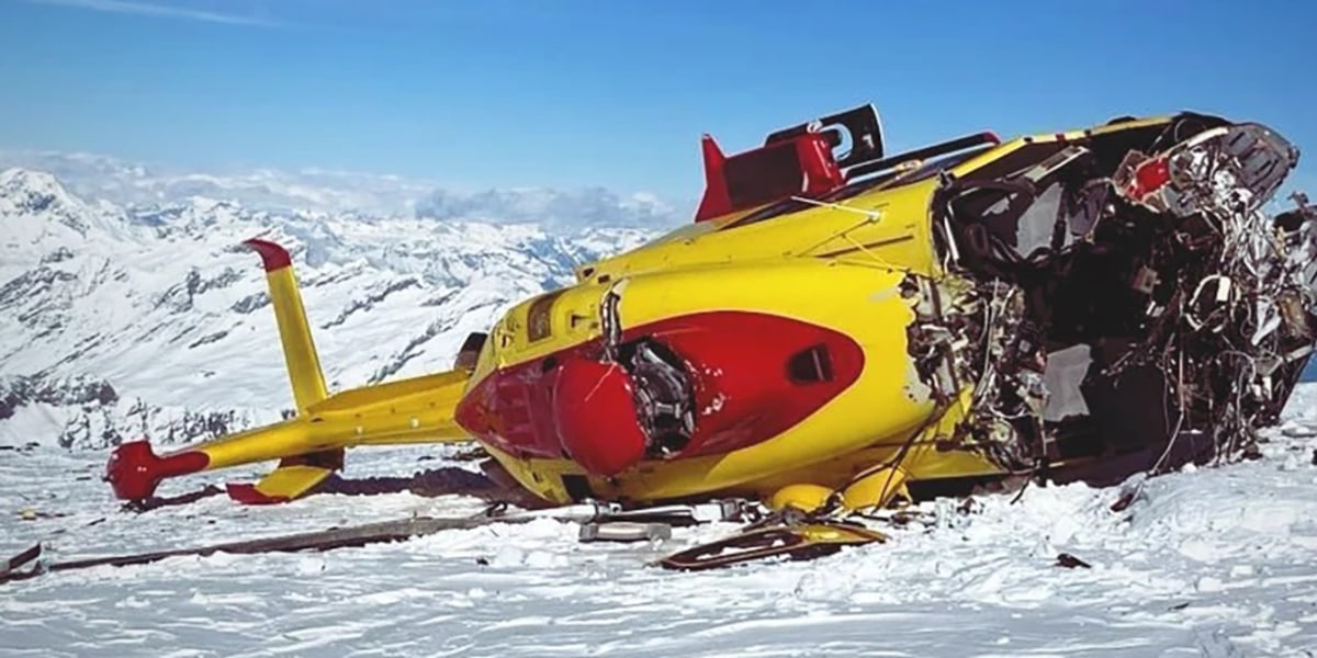 Rettungshubschrauber stürzt am Monte Rosa auf 4554 Meter Höhe ab.