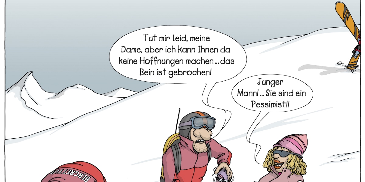 Bergwacht-Cartoons von Georg Sojer