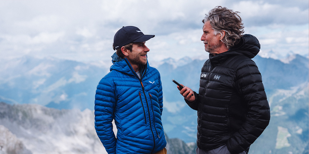 Interview am Schwarzenstein im Ahrntal (v.l.: Simon Messner, Holger Rupprecht)