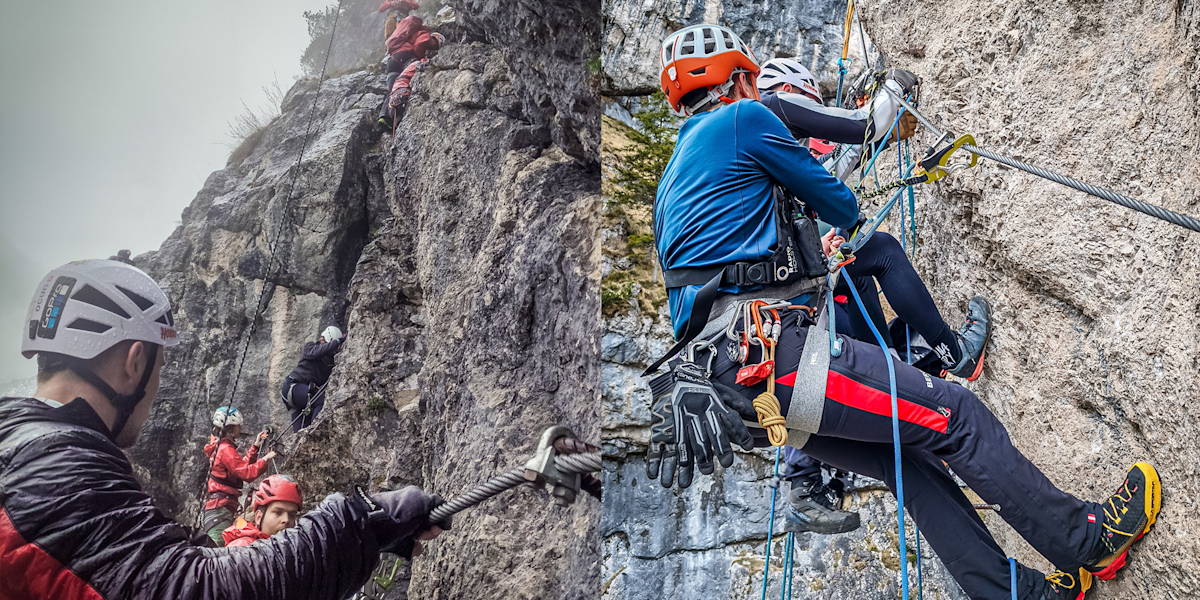 Der extrem schwierige Klettersteig "Geiler Hengst" (E) in Rosenau