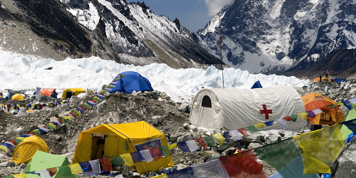 Basislager am Mount Everest am Khumbu Gletscher 