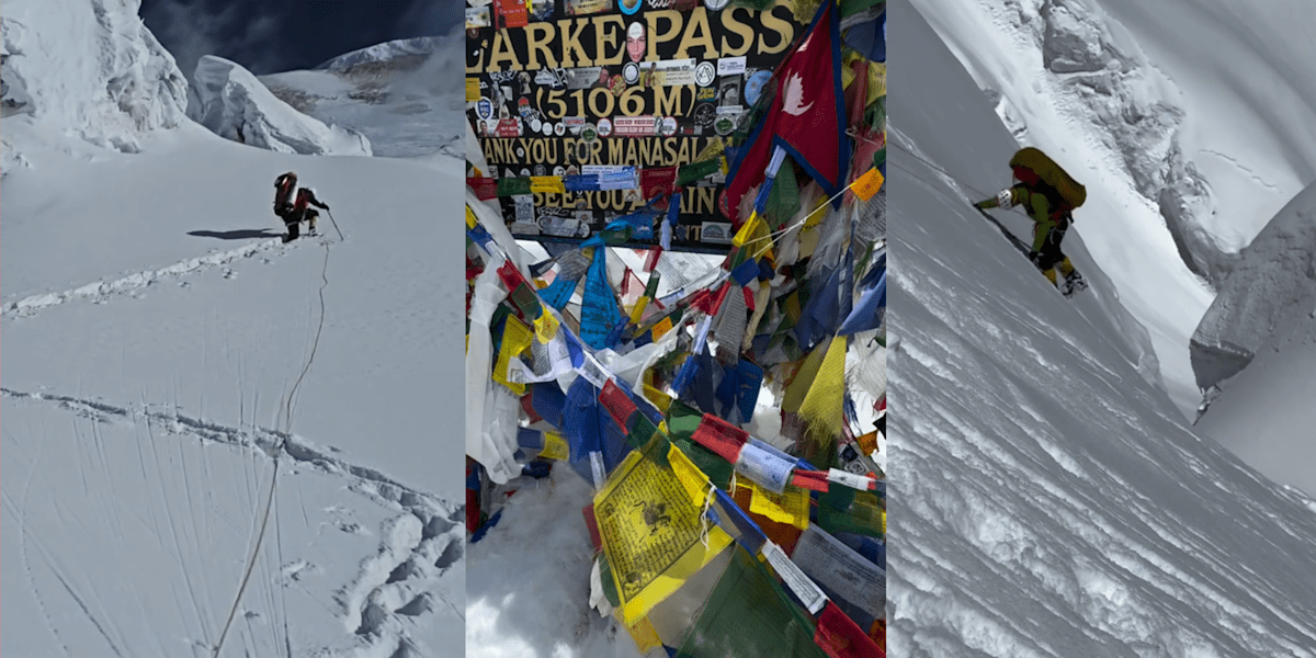 Allein am Manaslu: Ohne Fixseile und Spurarbeit bewegen sich die beiden Alpinisten durch anspruchsvolles Gelände.