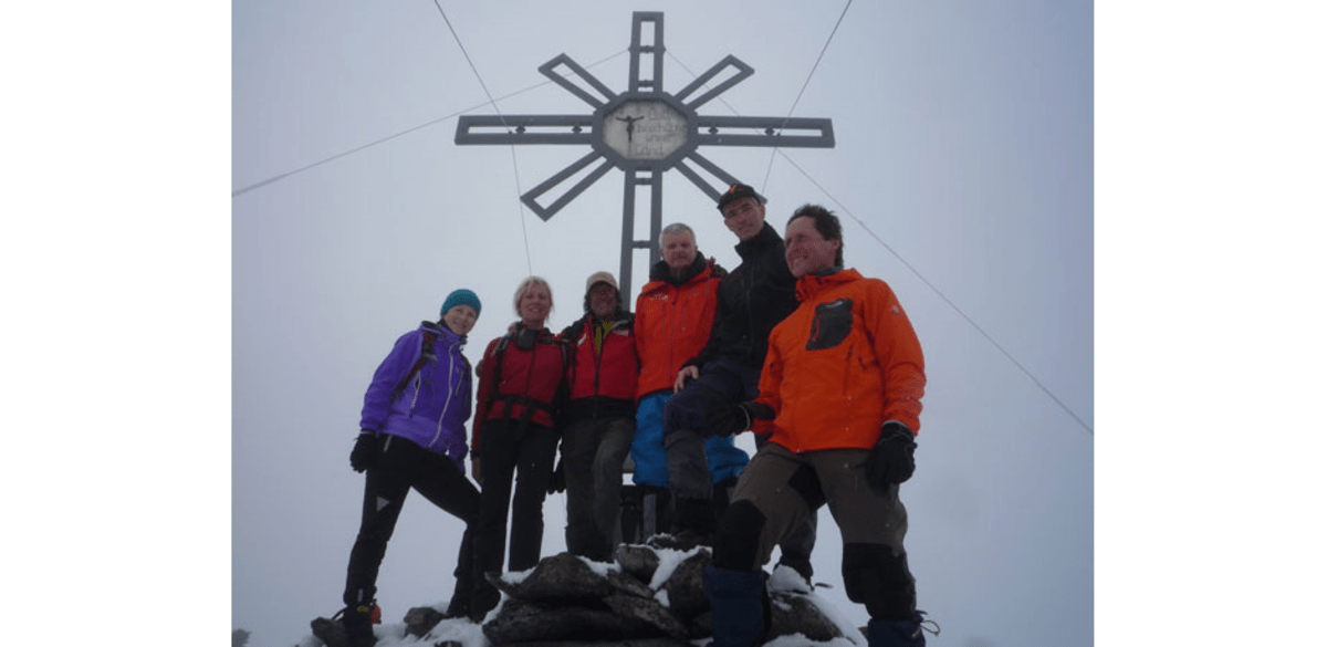 Die Gruppe am Gipfel des Großen Moosstocks (3059 m)