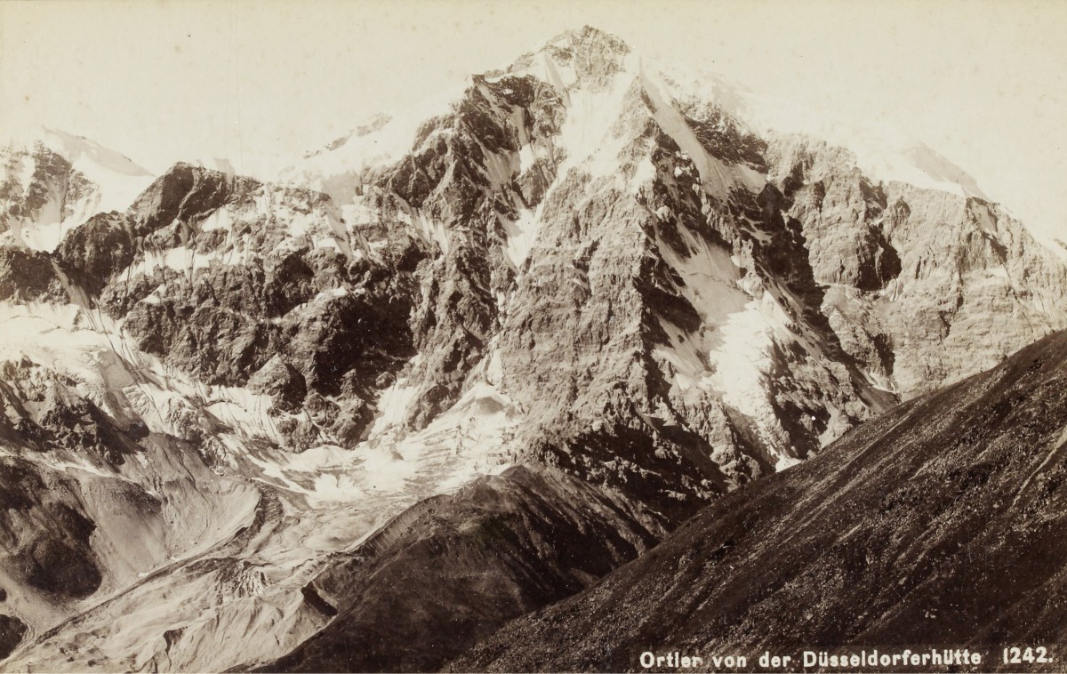 <p>"Ortler von der Düsseldorferhütte": Photografie von Fritz Gratl aus dem Jahr 1896.</p>