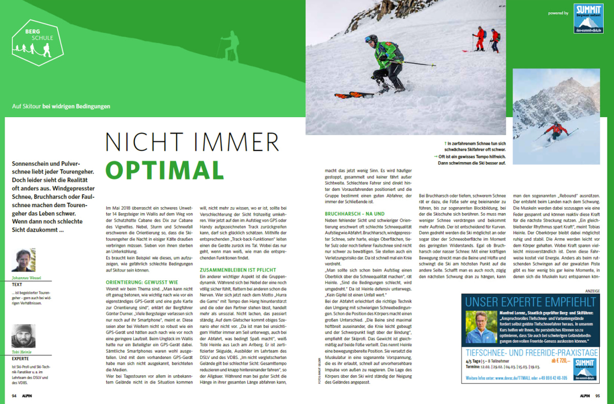 Bergschule: Auf Skitour bei widrigen Bedingungen