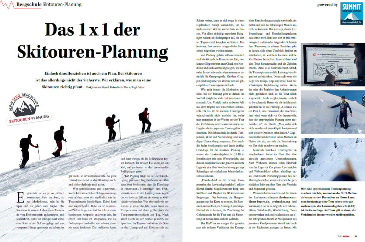 Bergschule: Skitouren-Planung