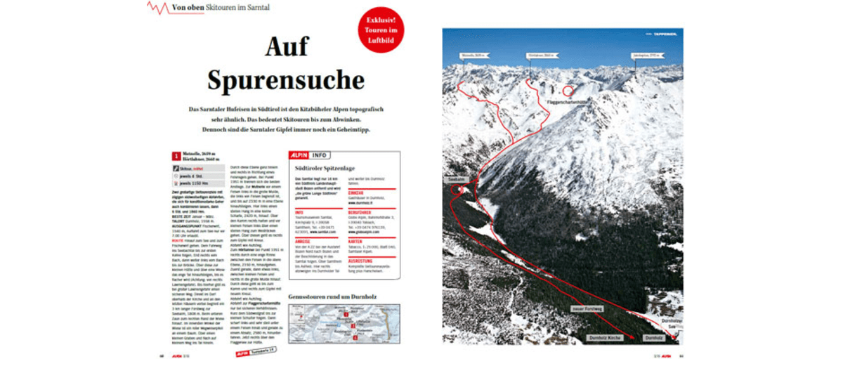 Von oben: Skitouren im Sarntal