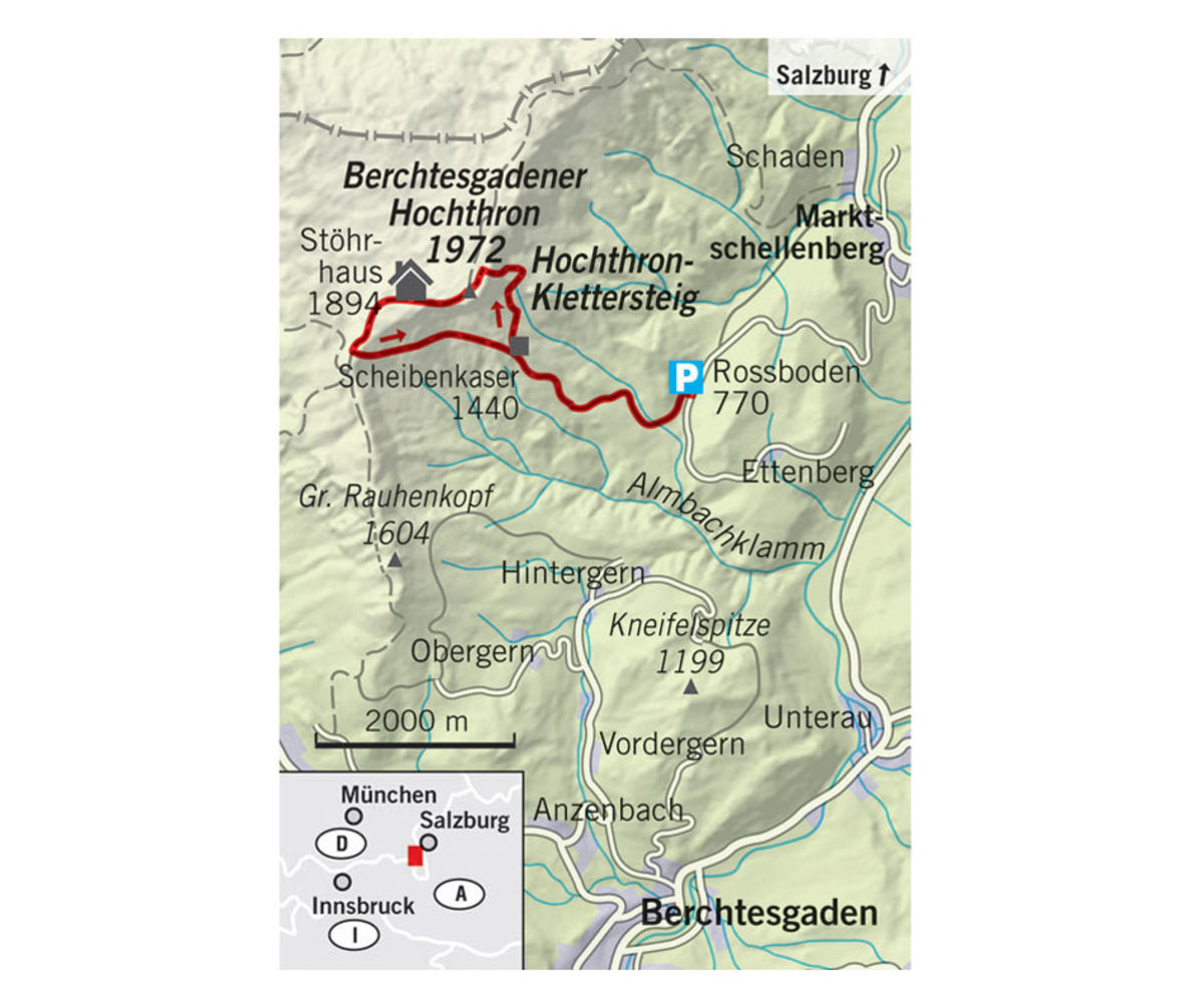 Übersichtskarte: Hochthron-Klettersteig