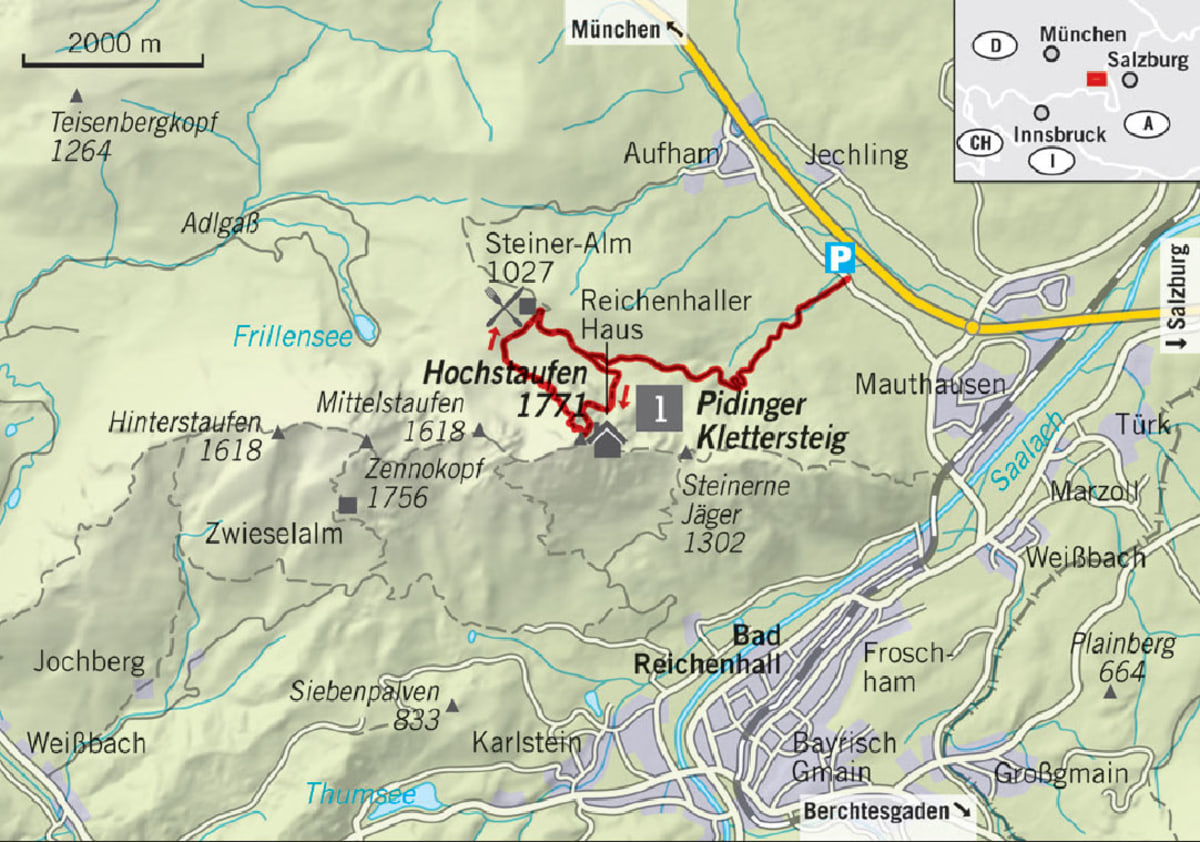 Übersichtskarte: Pidinger Klettersteig