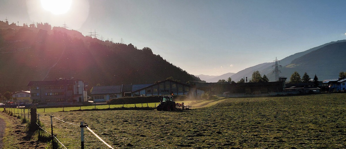 Abendliche Feldarbeit im Kapruner Moos