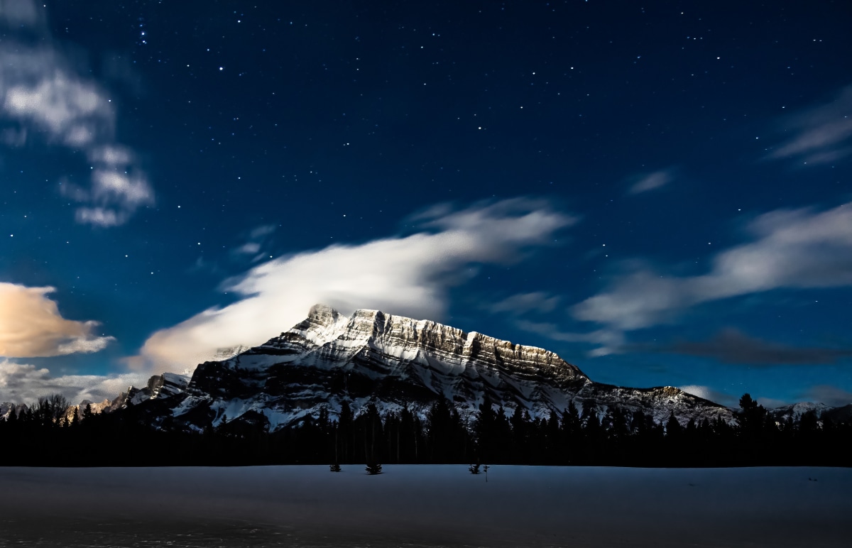 Mount Rundle at night