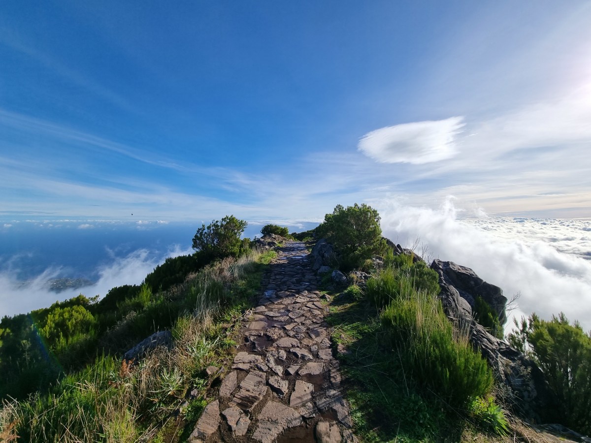 Blick auf das Meer und Wolkenmeer am Pico Ruivo Madeira