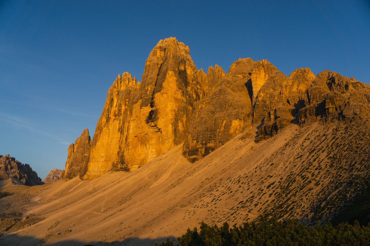 Sonnenuntergang an den drei Zinnen