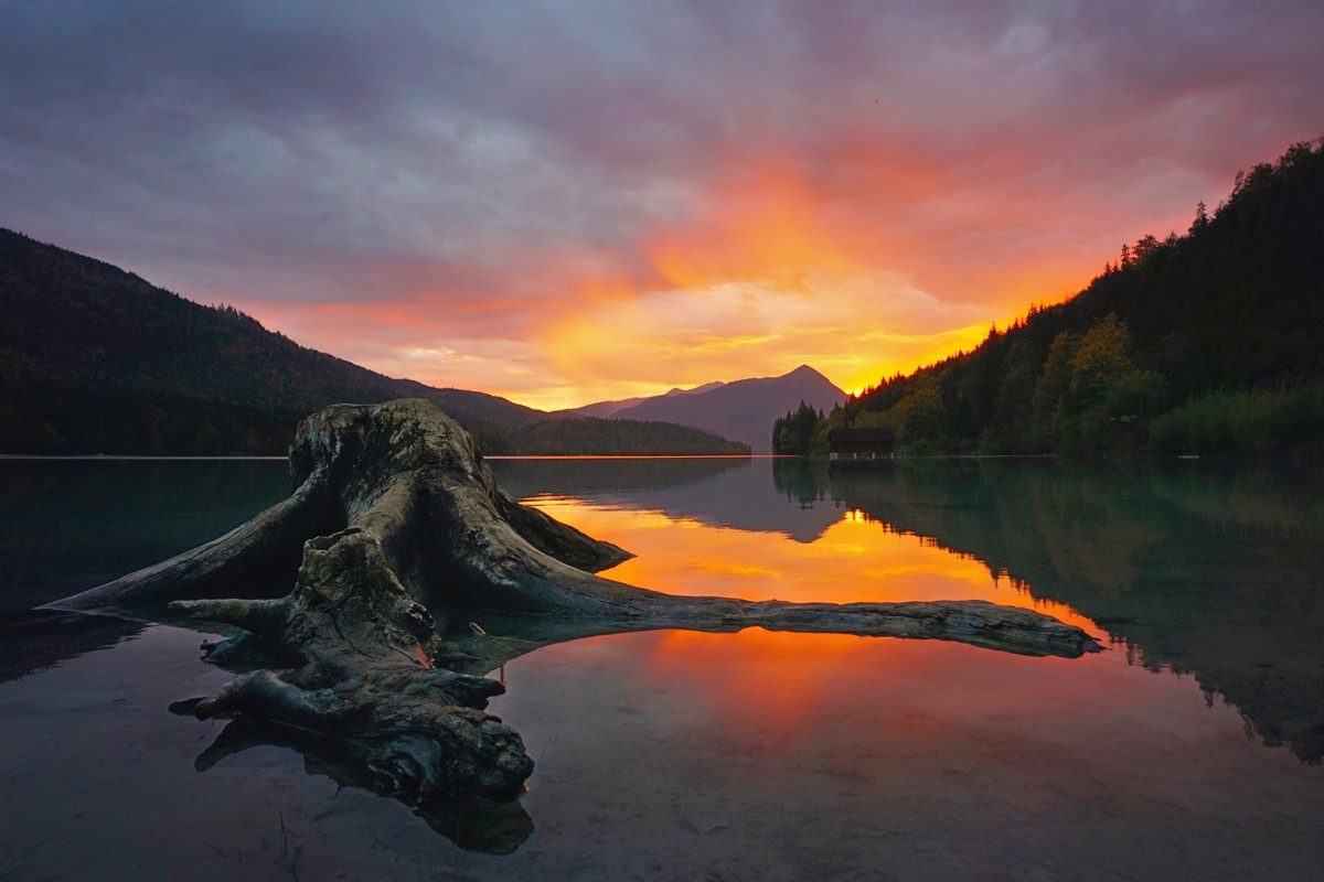 Sonnenuntergang am Walchensee