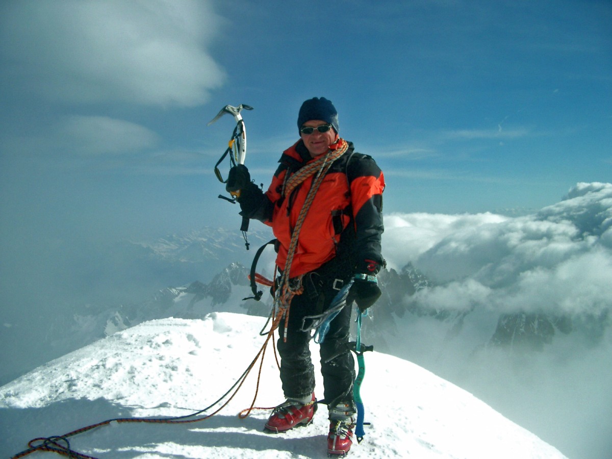 Elmar am Gipfel der 4122 m hohen Aiguille Verte