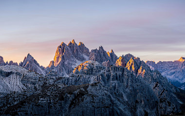 Ziel der Alpenüberquerung: Die Drei Zinnen in Südtirol.