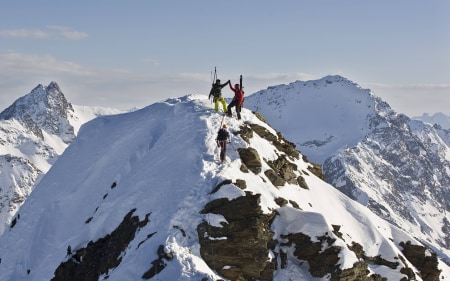 Hangelpartie am Arlberger Winterklettersteig