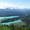 Blick vom Herzogstand auf den Walchensee und das am Horizont umliegende Karwendelgebirge