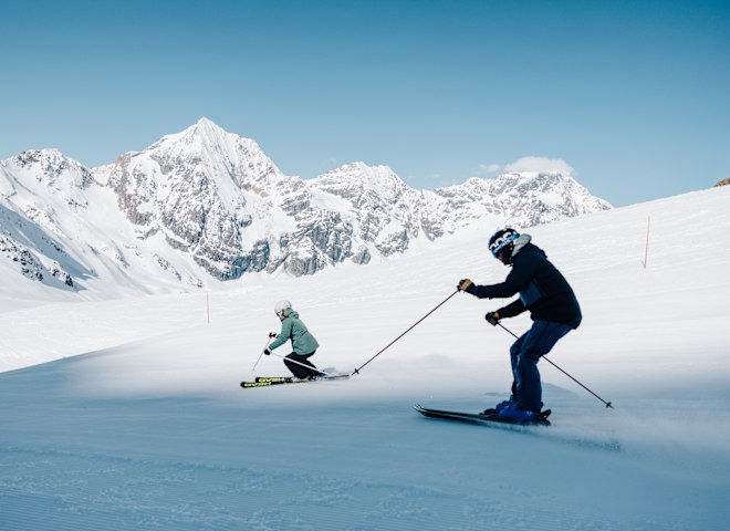 <p>Am Ortler: Grandiose Aussichten von bestens präparierten Pisten.</p>