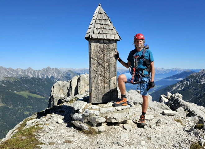 <p>Am Elferkofel (2.505 m): Portalmanager Holger.</p>
