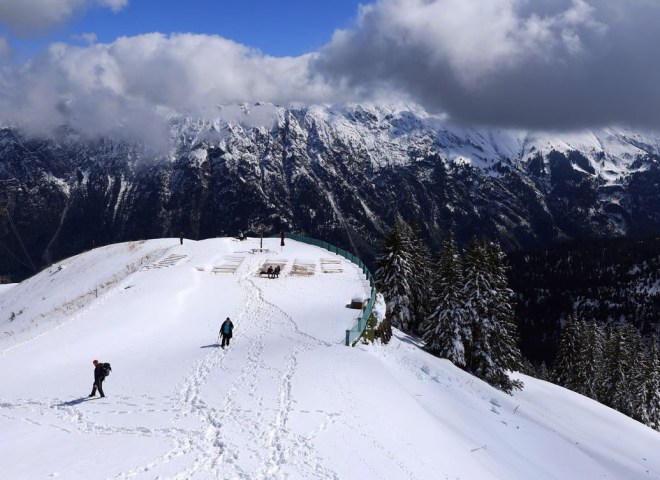 <p>Wanderer am Fellhorn in schneebedeckter Landschaft.</p>