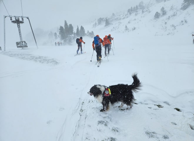 <p>Die Bergretter bei der Suche nach dem abgängigen Skitourengeher.</p>