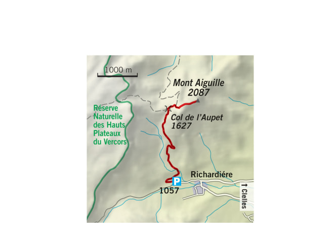 <p>Übersichtskarte Mont Aiguille</p>