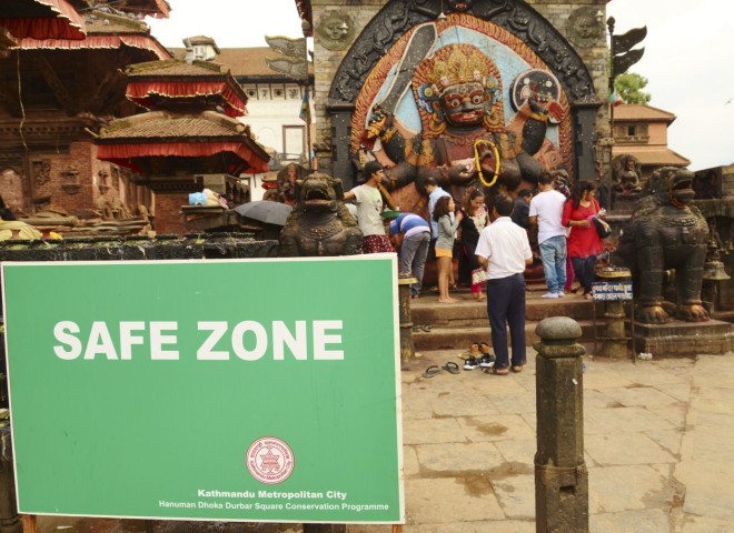 Safe Zone am Durbar Square in Kathmandu.