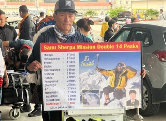 <p>Sanu Sherpa beim Aufbruch zum Gasherbrum II</p>
