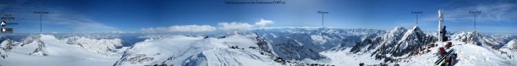 Gipfelpanorama Sonklarspitze im Winter