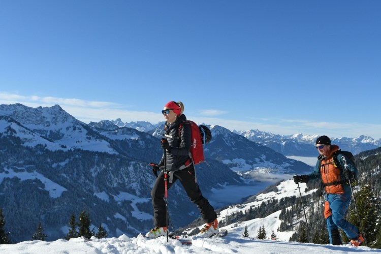 Blick vom Anstieg aufs Zafernhorn ins Große Walsertal.