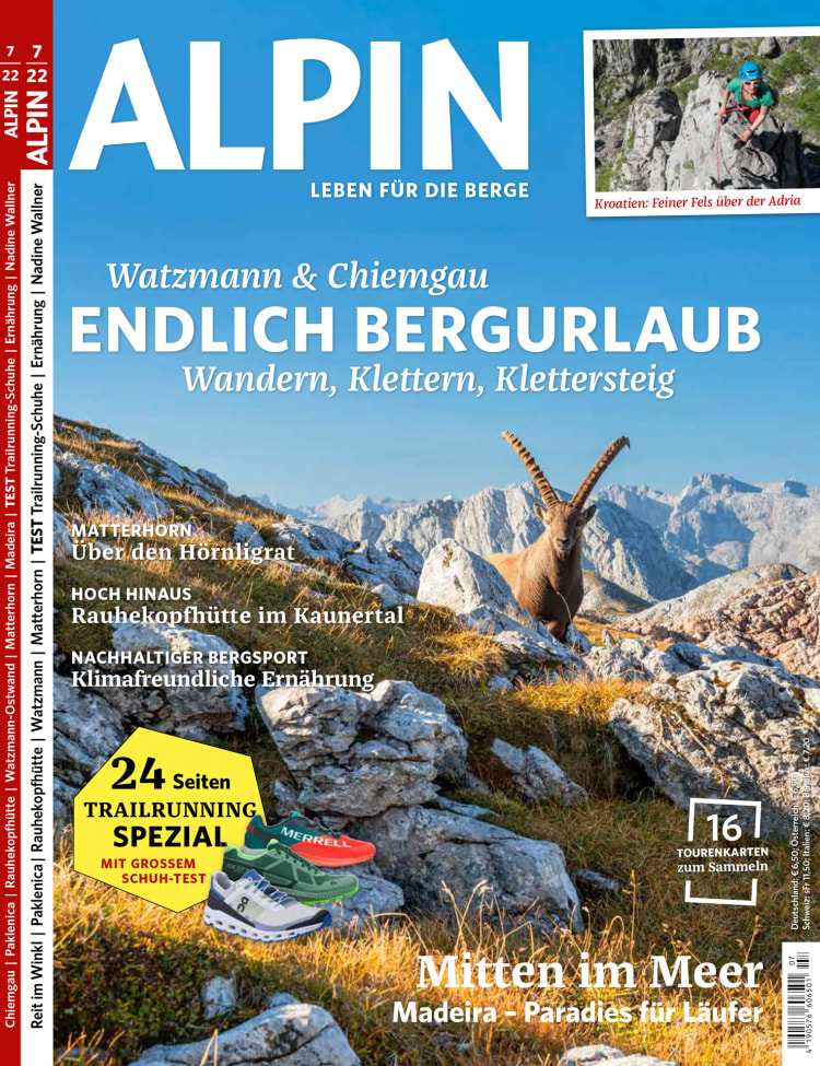 <p>Cover der Ausgabe ALPIN 08/22</p>