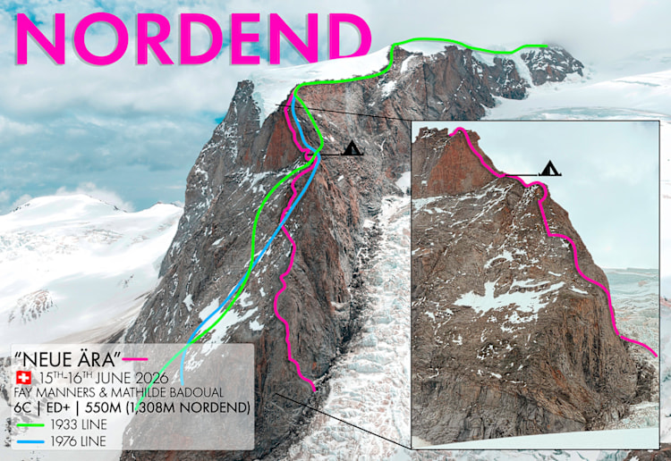 <p>Das Topo der Tour und die weiteren historischen Linien.</p>