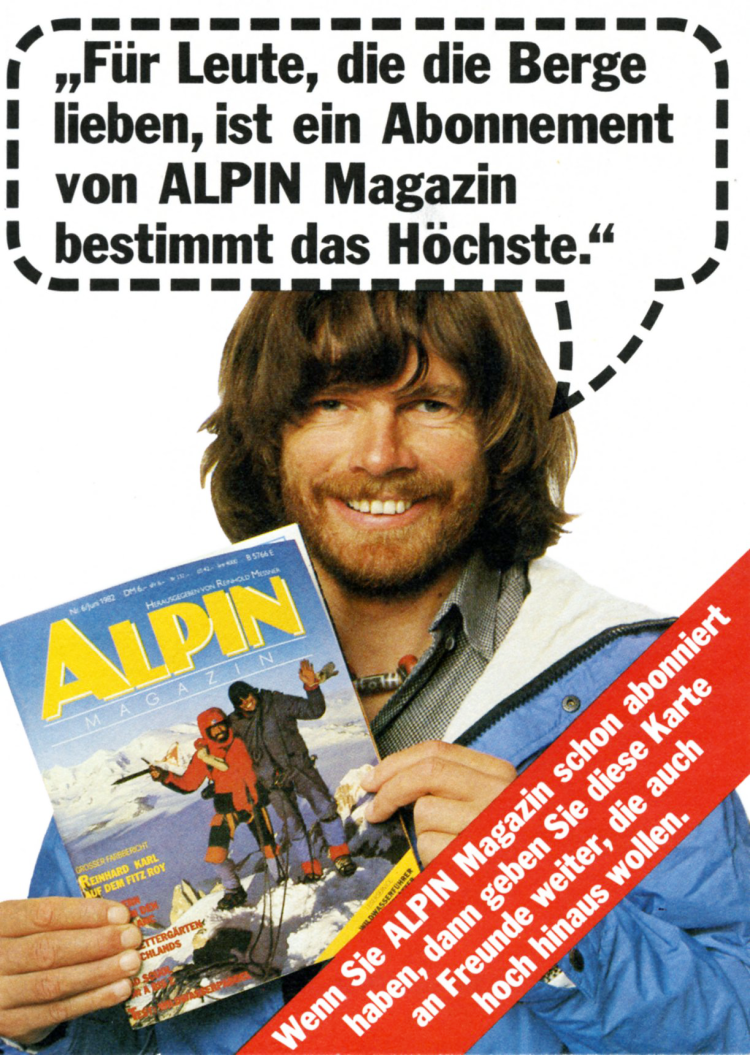 <p>Messner bewirbt Messner in ALPIN.</p>
