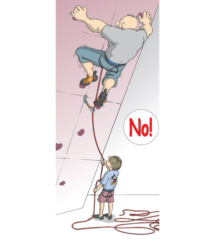 <p>Was passiert, wenn der Kletterer stürzt? </p>