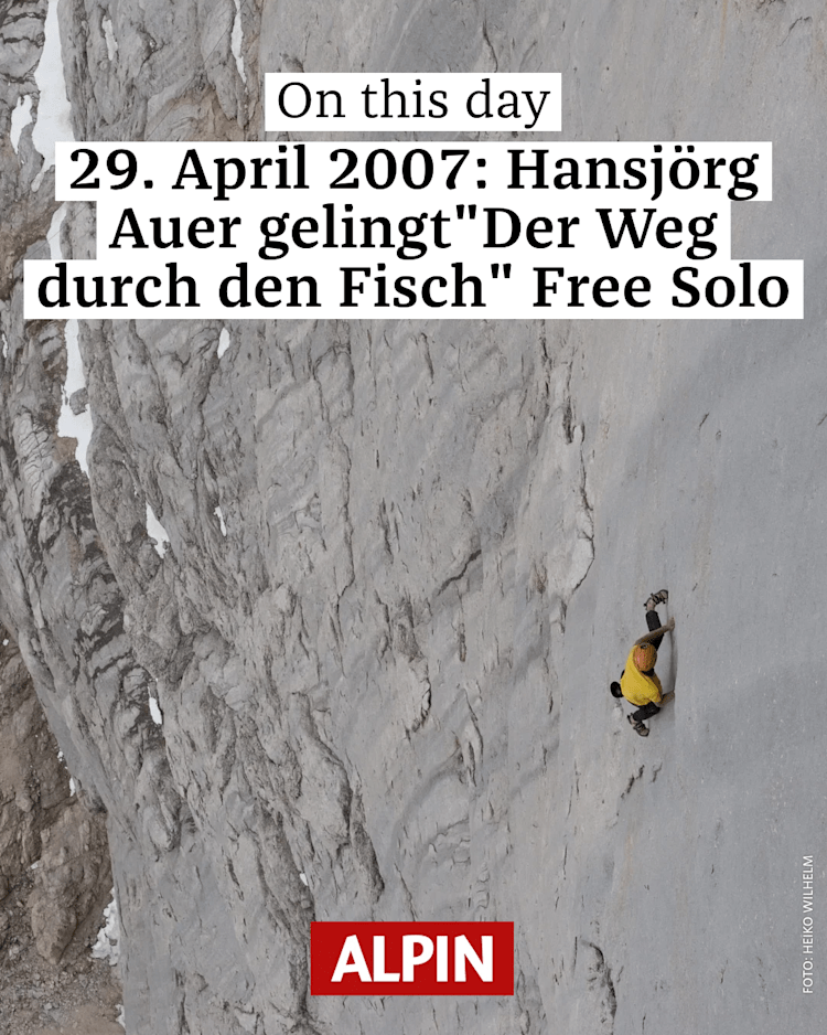<p>Hunderte Meter ungesichert über dem Boden: Hansjörg Auer in "Weg durch den Fisch".</p>
