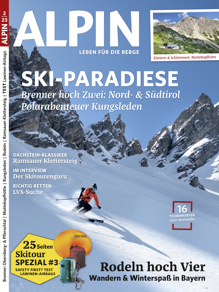 <p><a href="https://leserservice.alpin.de/de_DE/einzelhefte/alpin-02-2023/2101586.html" rel="nofollow">ALPIN 2/23 - Ski-Paradiese von Tirol bis Schweden.</a></p>