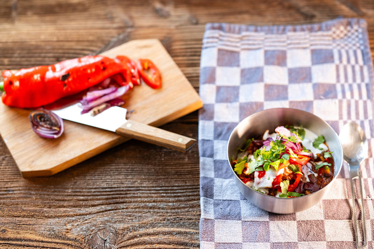 <p>Vegetarisches Chili mit Grillgemüse.</p>