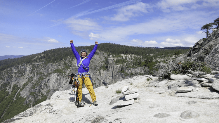 <p>Laura Dahlemeier nach dem Durchstieg der Salathé-Wall am El Capitan im Yosemite Valley.</p>