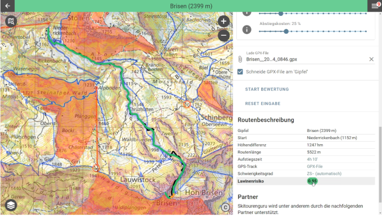 <p>Bewertung eines hochgeladenen GPX-Tracks</p>