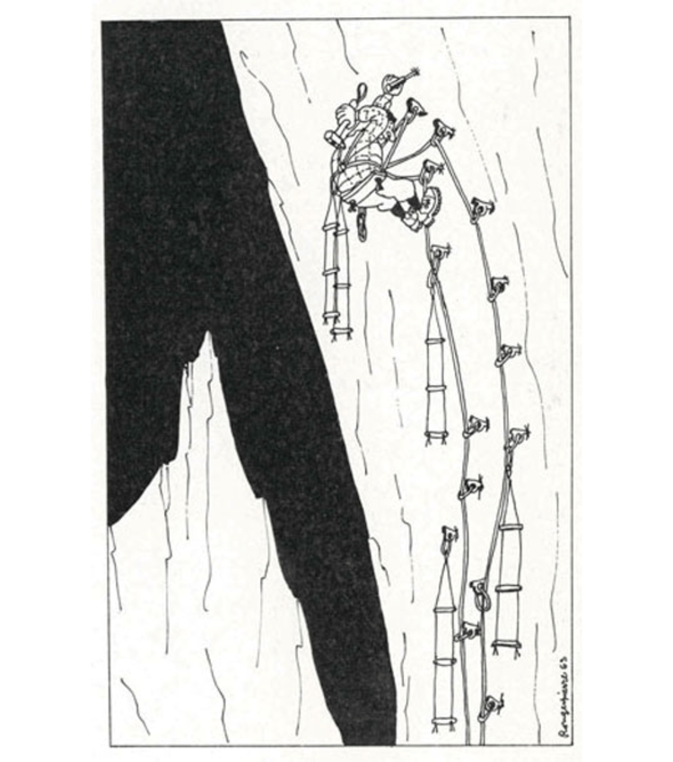 <p>ALPINISMUS 10/63 : Der Autor Pierro Rossi, setzte sich auch als Zeichner mit der Super-Direttissima an der Großen Zinne auseinander.</p>